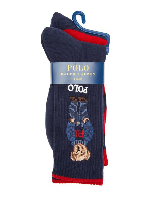 Polo Ralph Lauren Lacivert-Beyaz Erkek 2li Erkek Çorap Seti