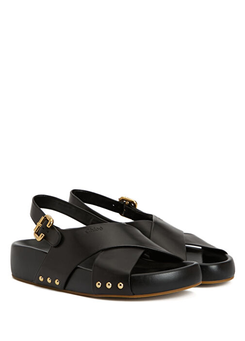 Siyah Kadın Deri Sandalet - Görsel 3