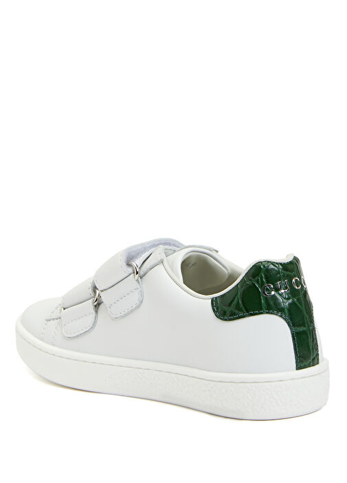 Beyaz Logolu Unisex Çocuk Deri Sneaker - Görsel 4