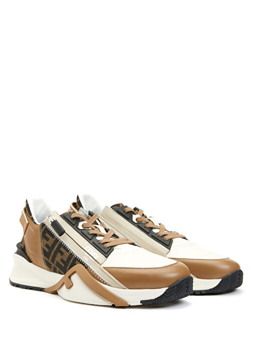 Fendi Fendi Kahve Beyaz Beyaz Taba Logolu Erkek Deri Sneaker | Beymen Kahve Beyaz - 3. görsel