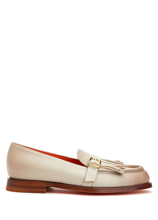 Bej Püsküllü Kadın Deri Loafer - Görsel 2