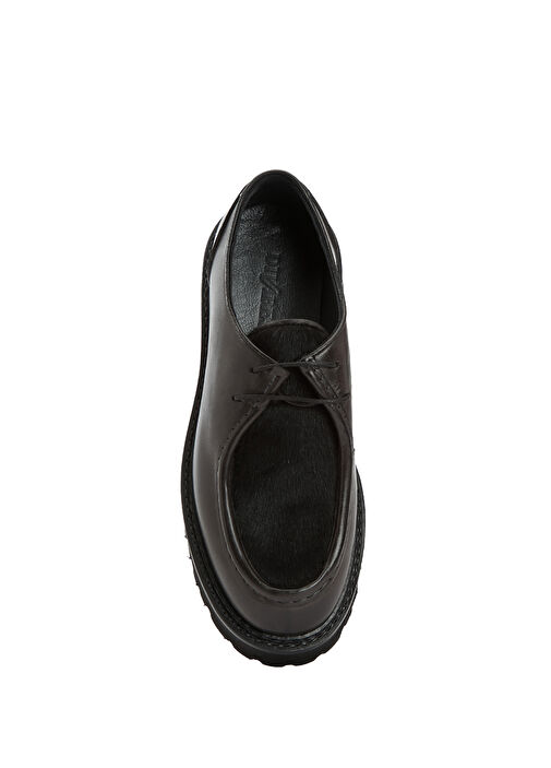 Siyah Tay Tüyü Garnili Kadın Deri Ayakkabı - Görsel 5