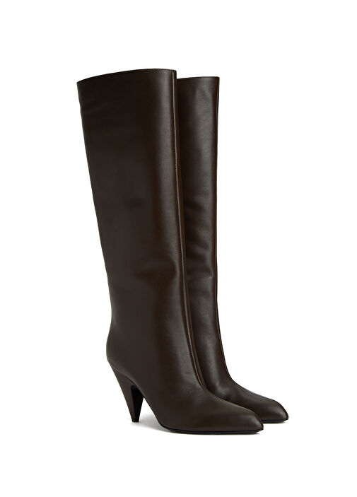 Koyu Kahverengi Kadın Deri Çizme - Görsel 3