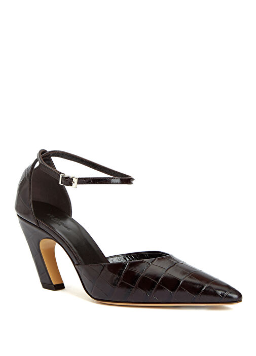 Victoria Koyu Kahverengi Deri Topuklu Ayakkabı - Görsel 3