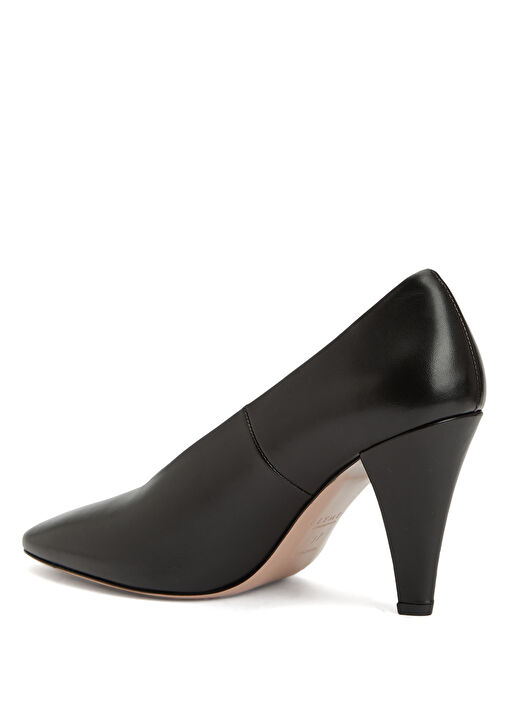Siyah Deri Topuklu Ayakkabı - Görsel 4