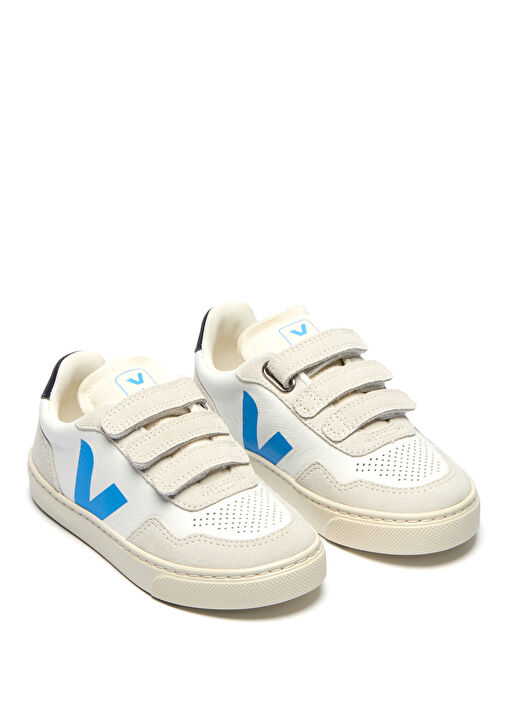 Small V-90 Beyaz Mavi Çocuk Deri Sneaker - Görsel 3