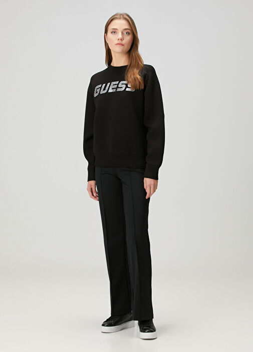 GUESS Women’s Cecilia Sweatshirt – Rhinestone Logo, Scuba Knit, Responsibly Sourced Materials - View #12