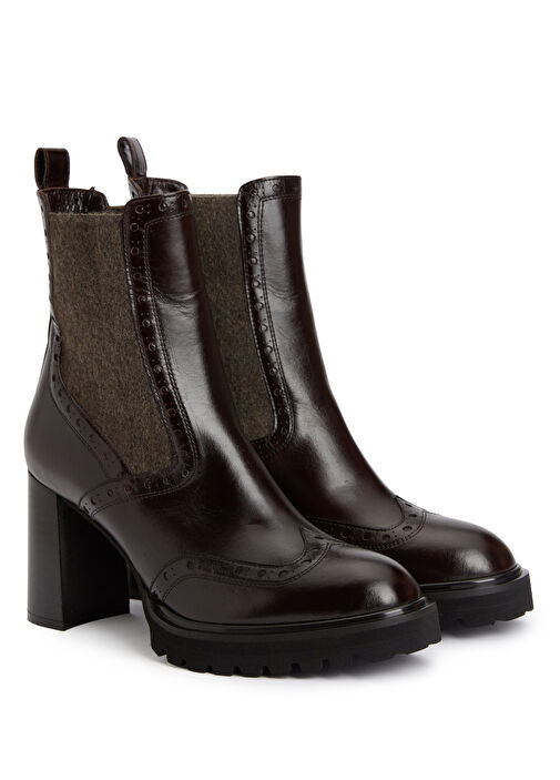 Kahverengi Kadın Lastikli Deri Bot - Görsel 3