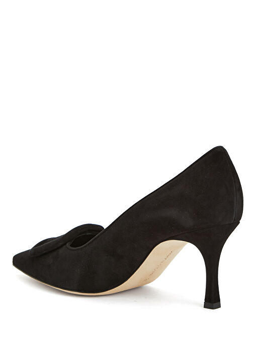 Siyah Deri Topuklu Ayakkabı - Görsel 4