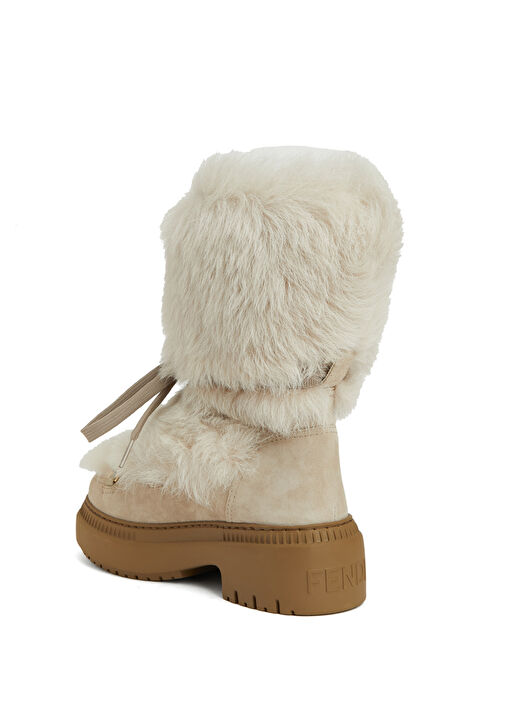 Krem Kadın Süet Kar Botu - Görsel 4