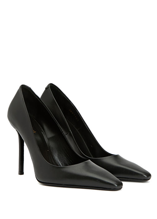 Siyah Kadın Deri Topuklu Ayakkabı - Görsel 4