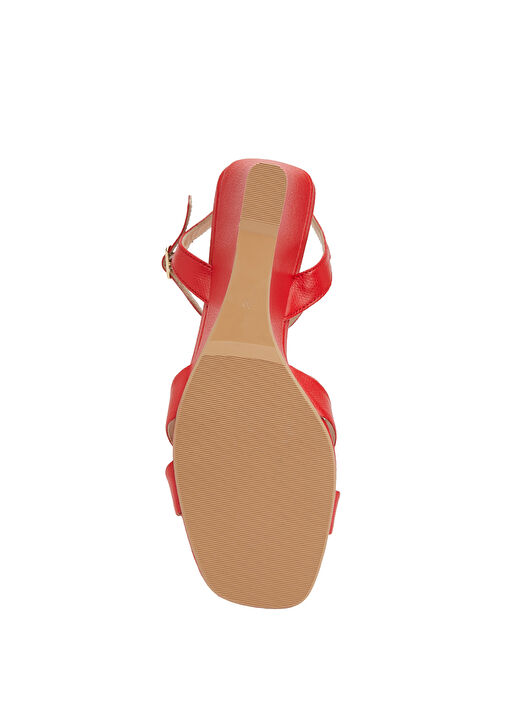 Kırmızı Kadın Deri Sandalet - Görsel 6