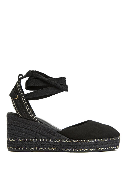 Siyah Kadın Süet Espadril - Görsel 2