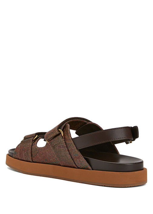 Kahverengi Şal Desenli Erkek Sandalet - Görsel 4