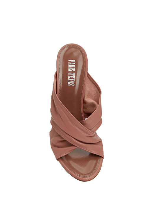 Pembe Kadın Deri Terlik - Görsel 5