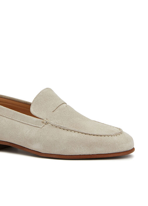 Kırık Beyaz Kadın Deri Loafer - Görsel 7