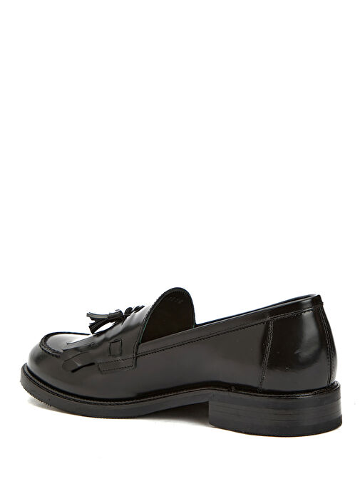 Siyah Kadın Açma Deri Loafer - Görsel 4