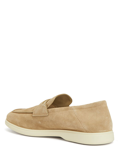 Bej Logo Tokalı Erkek Süet Loafer - Görsel 4