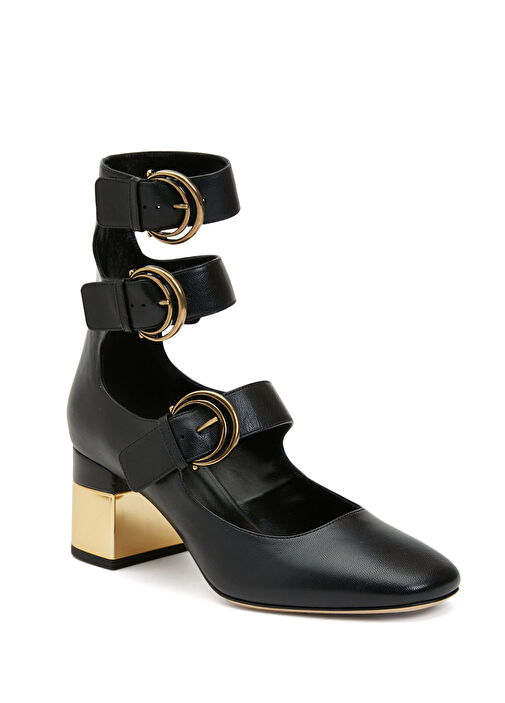 Chloe Siyah Chloe Deri Topuklu Ayakkabı
