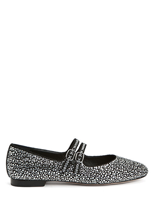 Marry Jane Siyah Taşlı Kadın Deri Babet - Görsel 2