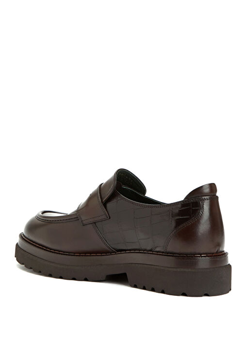 Kahverengi Kroko Detaylı Erkek Deri Loafer - Görsel 4