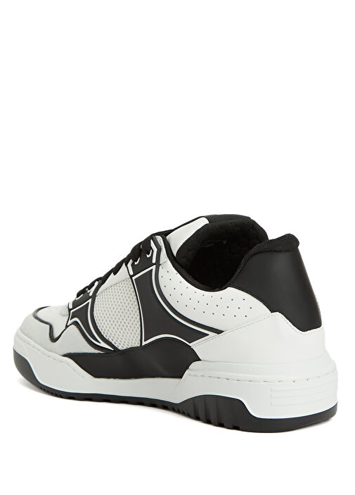 Siyah Beyaz Erkek Deri Sneaker - Görsel 4
