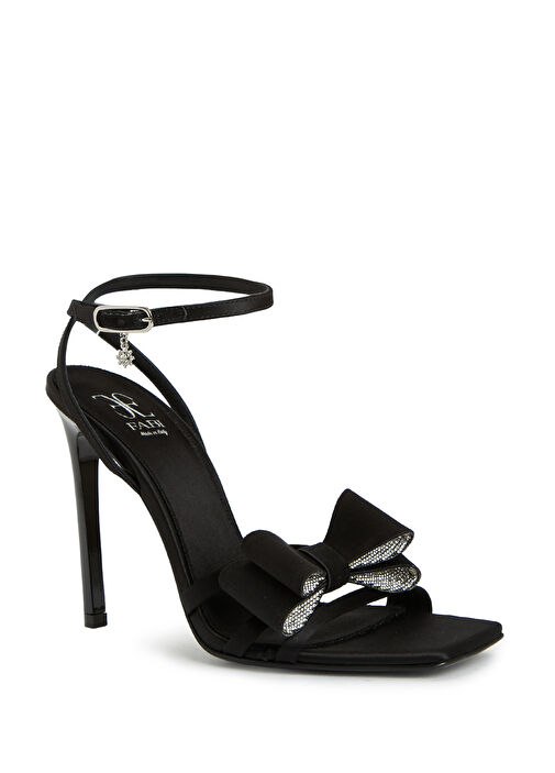 Siyah Kadın Saten Sandalet - Görsel 3