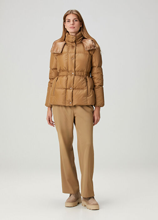 Moncler Kahverengi Kadın Agneux Kahverengi Kapüşonlu Mont 1738659