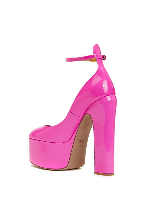 Fuşya Deri Topuklu Ayakkabı - Görsel 4