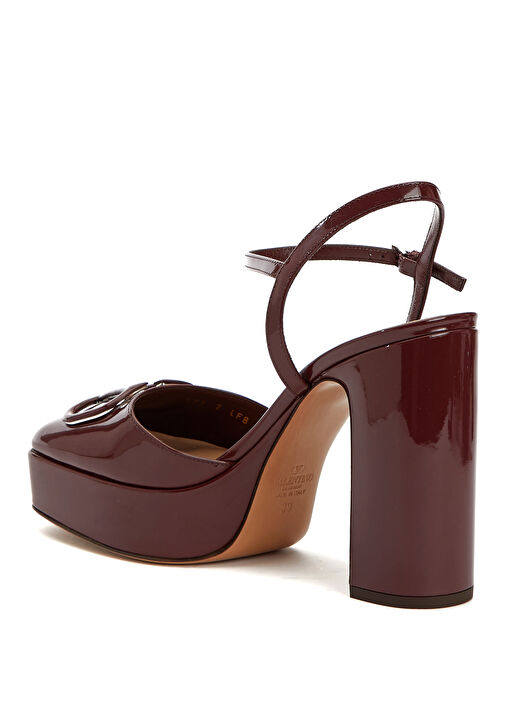 VLogo Bordo Deri Topuklu Ayakkabı - Görsel 4