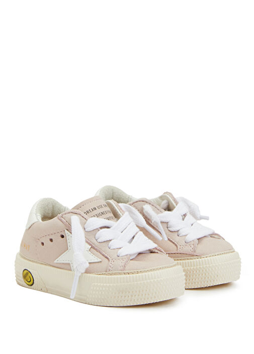 May Pembe Beyaz Kız Çocuk Deri Sneaker - Görsel 3