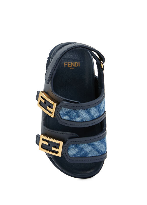 Mavi Logolu Çocuk Deri Sandalet - Görsel 5