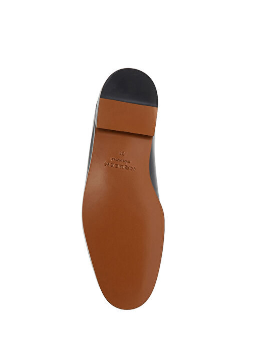 Siyah Silver Logo Tokalı Kadın Deri Terlik - Görsel 6