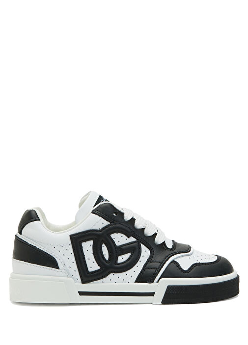 Siyah Beyaz Erkek Çocuk Deri Sneaker - Görsel 2