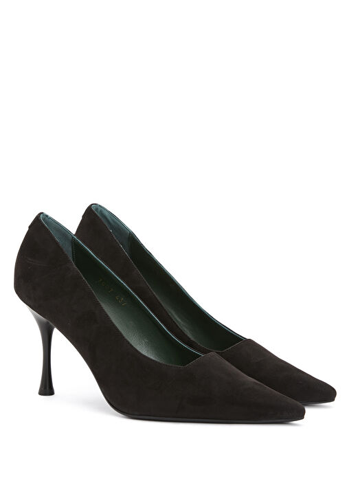 Siyah Deri Stiletto - Görsel 3