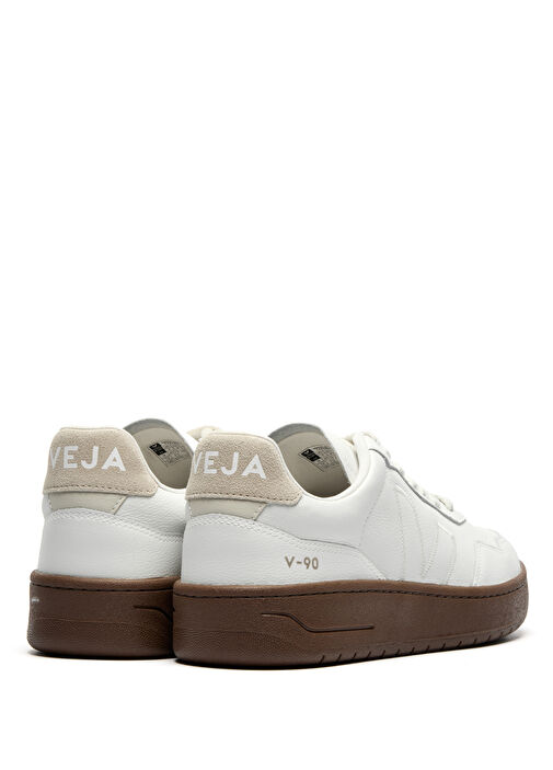 V-90 Bej Beyaz Kadın Deri Sneaker - Görsel 4