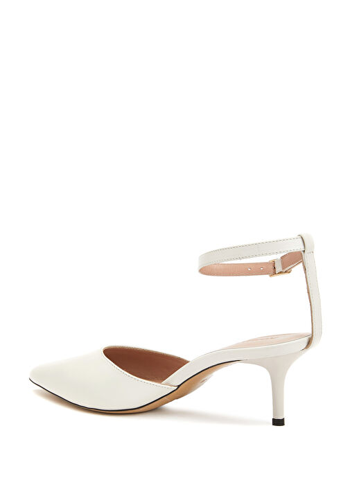Krem Deri Topuklu Ayakkabı - Görsel 4
