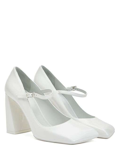 Charlotte Beyaz Deri Topuklu Ayakkabı - Görsel 3