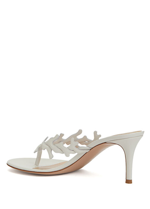 Beyaz Kadın Deri Terlik - Görsel 4