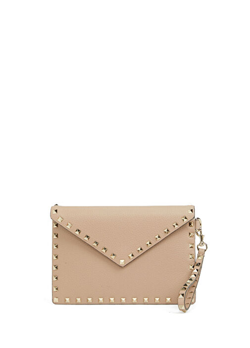 Rockstud Pudra Kadın Deri El Portföyü