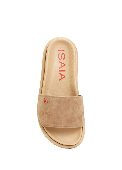 Bej Logolu Erkek Süet Terlik - Görsel 5