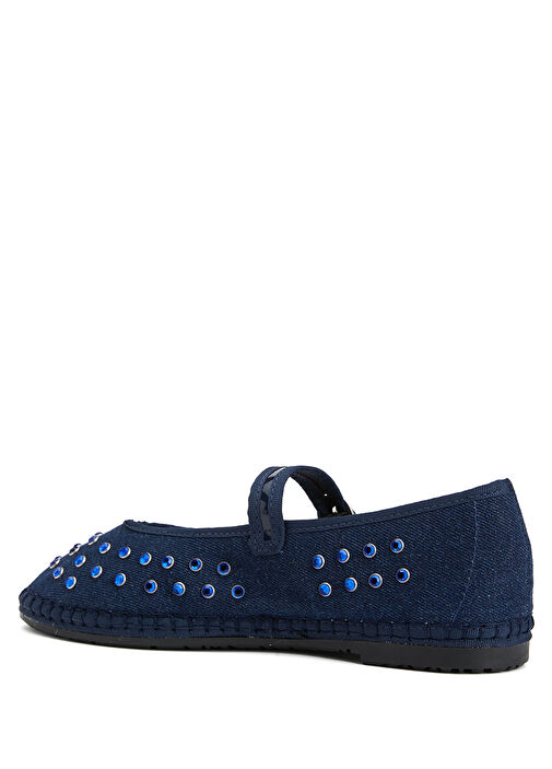 Mae Koyu Mavi Kadın Taşlı Babet - Görsel 4