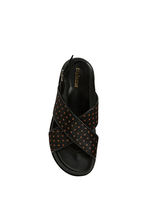 Siyah Leopar Desenli Kadın Sandalet - Görsel 5