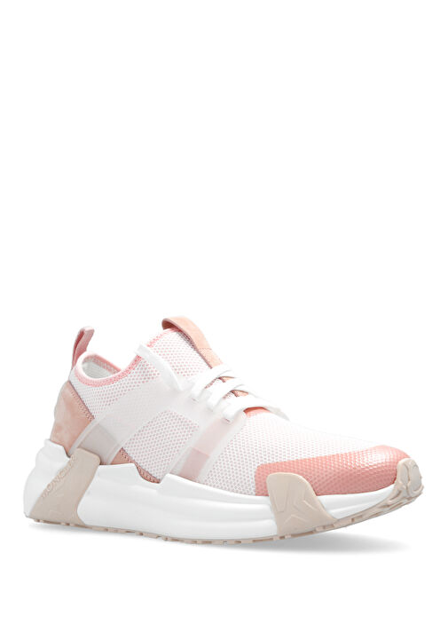 Pembe Logolu Kadın Deri Sneaker - Görsel 3