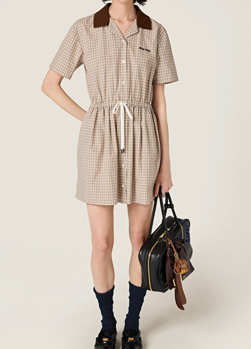 Miu Miu - Brown Plaid Women's Mini Dress