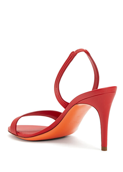 Kırmızı Bantlı Kadın Deri Sandalet - Görsel 4