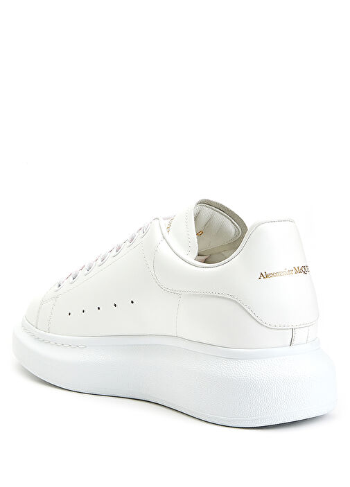 Oversized Beyaz Logolu Kadın Deri Sneaker - Görsel 4