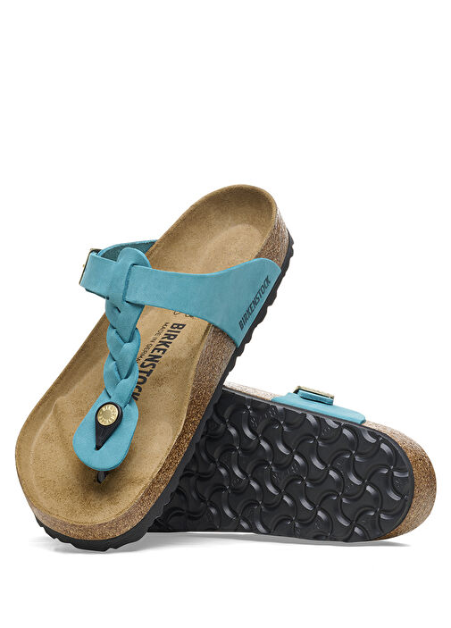 Gizeh Leoi Braided Turkuaz Kadın Terlik - Görsel 4