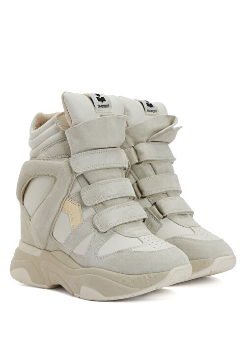 Beyaz Gizli Topuklu Kadın Deri Sneaker - Görsel 3