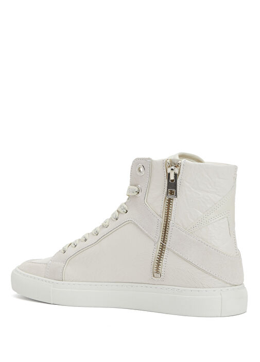 Beyaz Logo Detaylı Kadın Deri Sneaker - Görsel 4